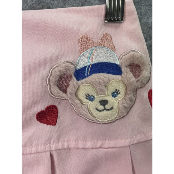 Disney Girls Pink Pleated Duffy The Bear Skirt Size Medium Stripe Lined - Picture 2 of 10